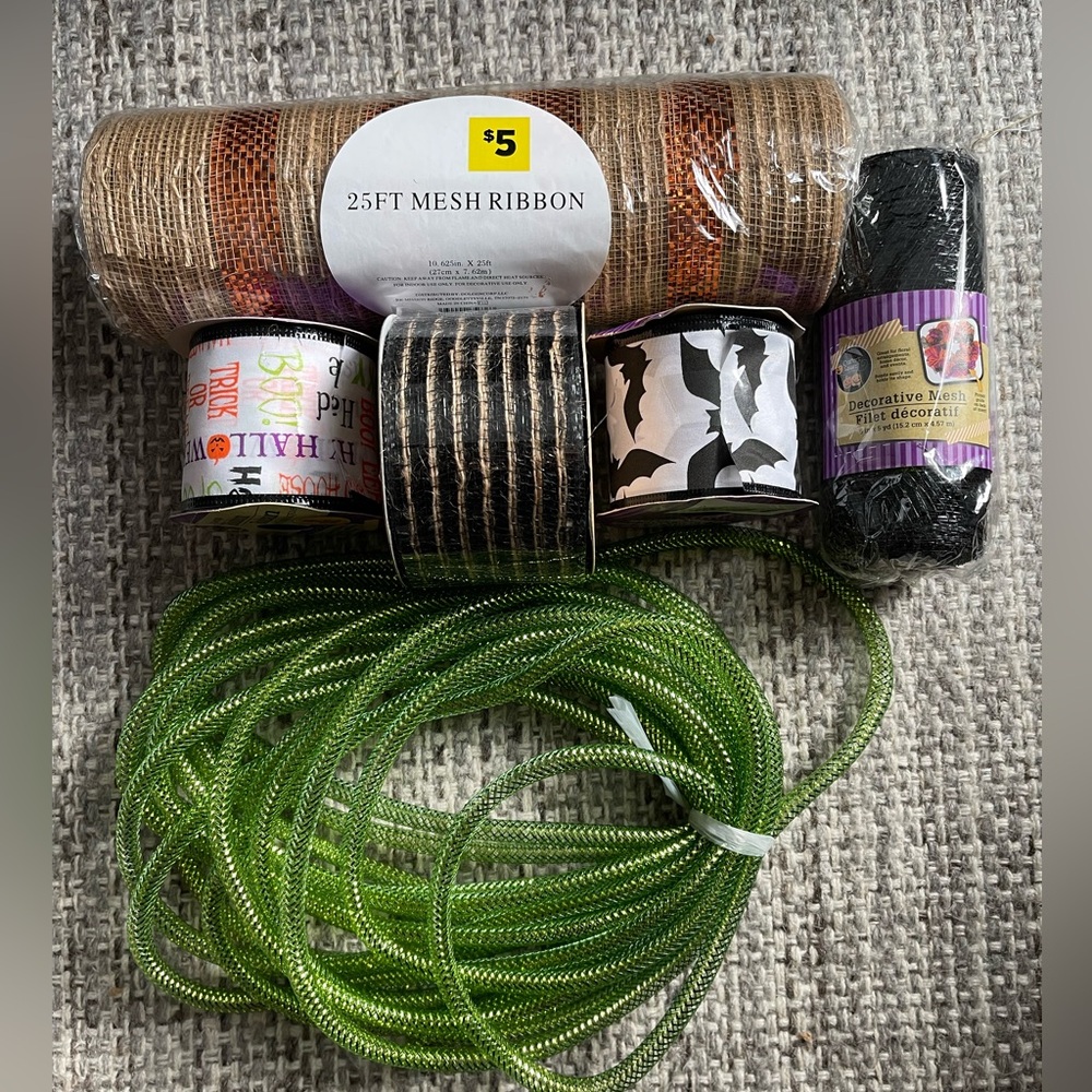Halloween Ribbon mesh craft bundle fall autumn decor holiday seasonal bat black